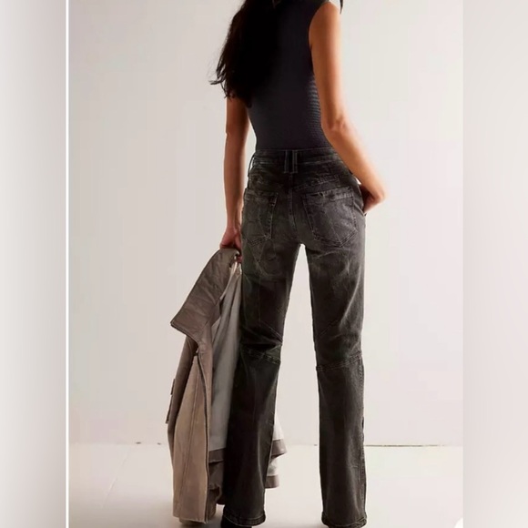 Free People Vector Moto Flare Mid Rise Jeans - Picture 3 of 8